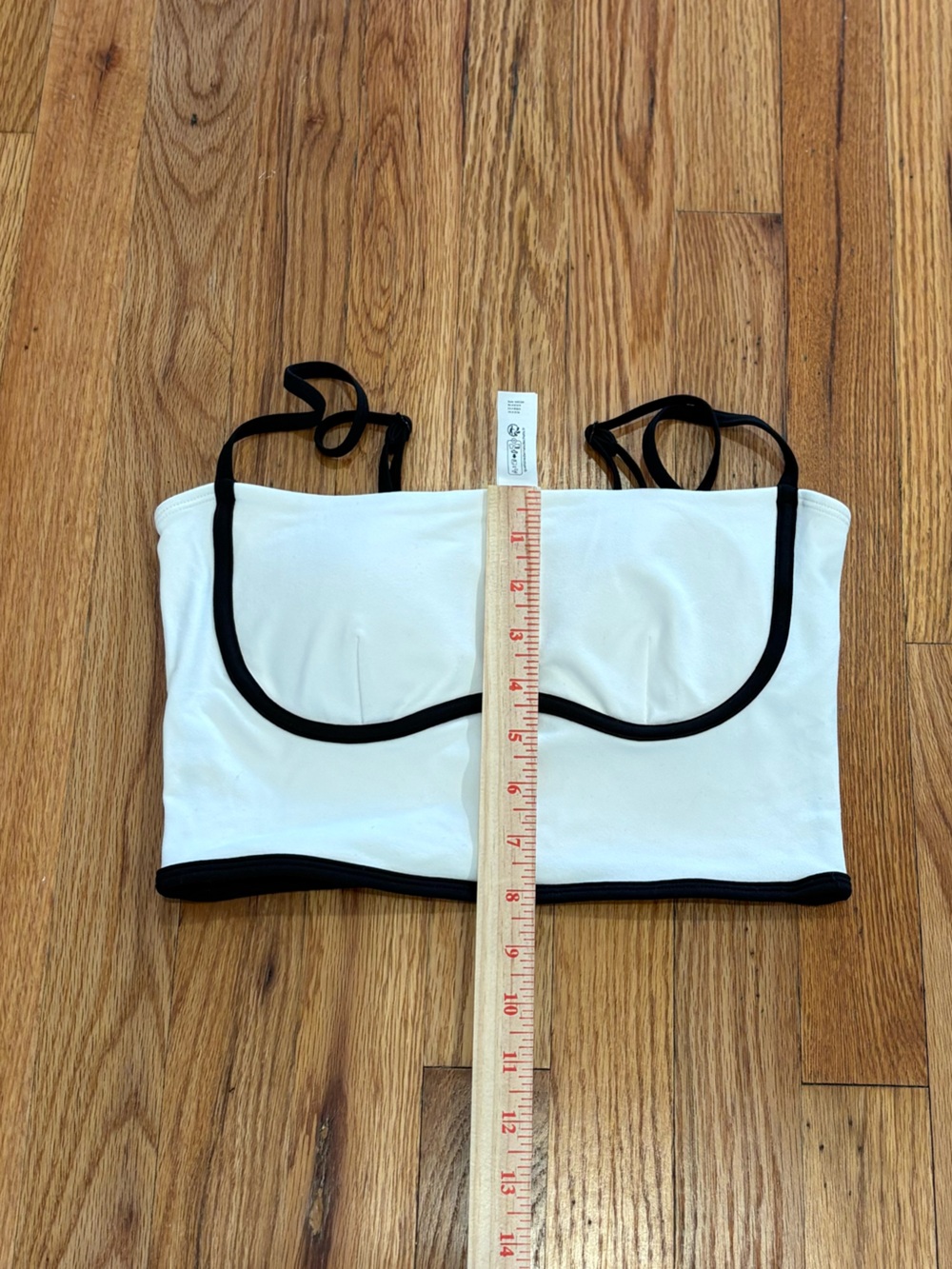 Alo white Crop Bustier Top with Black Trim with matching skirt